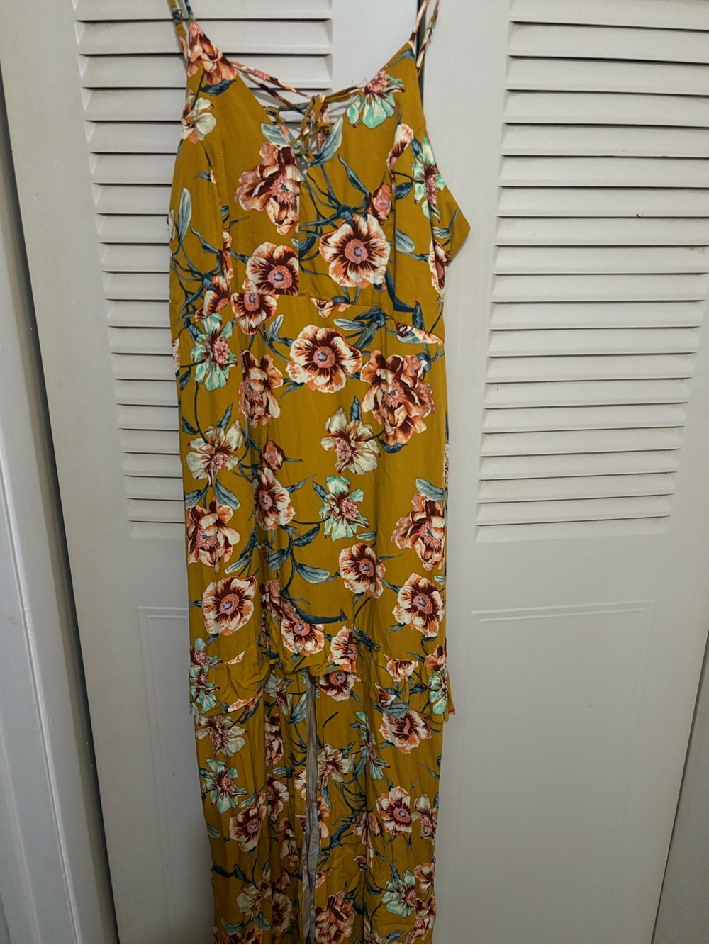 wild fable Mustard Floral Tie-Front maxi dress